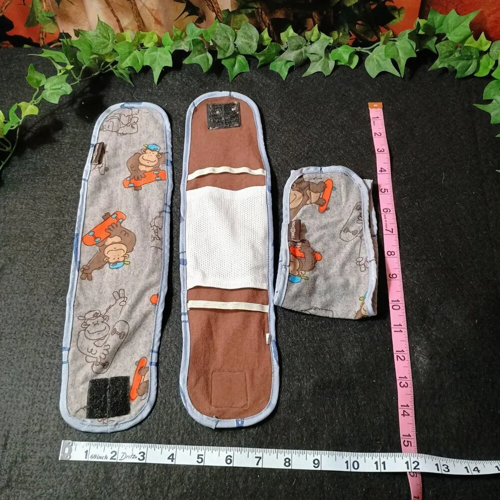 TIAN CHONG Grey Monkey Dog Belly Bands Washable Reusable Male Wraps (Set of 3)